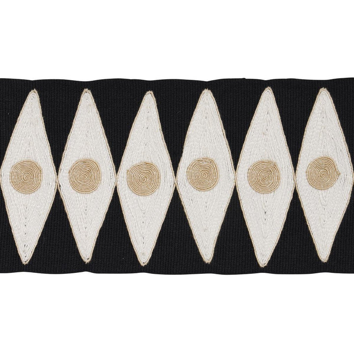Backgammon Tape Black And Sand 181222 by Schumacher Designer Trim Mary Mcdonald - Swanky Fabrics -