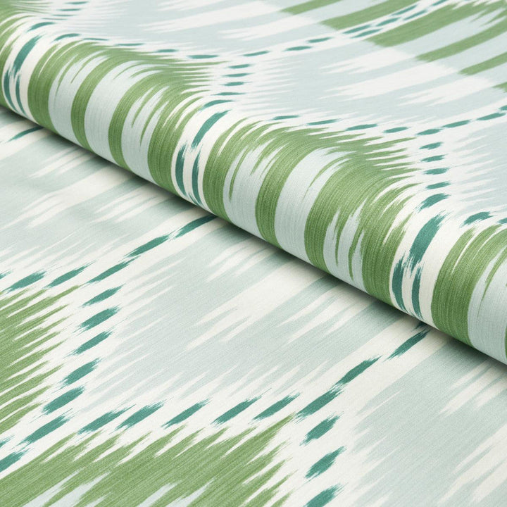 Bukhara Ikat Mineral And Leaf 176086 by Schumacher Designer Fabric Ikats 13.12" - Swanky Fabrics -