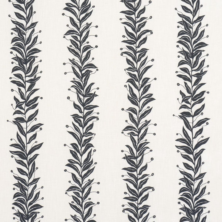 Tendril Stripe Indoor/Outdoor Black & Cream 181671 by Schumacher Designer Fabric Marian Mcevoy 27.0" - Swanky Fabrics -