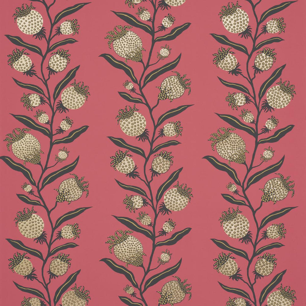 Thistle Vine Red & Gold 5015480 by Schumacher Designer Wallpaper Marian Mcevoy 9.0" - Swanky Fabrics -