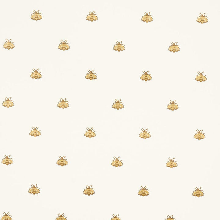 Hubert'S Bees White & Gold 5015530 by Schumacher Designer Wallpaper Le Max 20.5" - Swanky Fabrics -