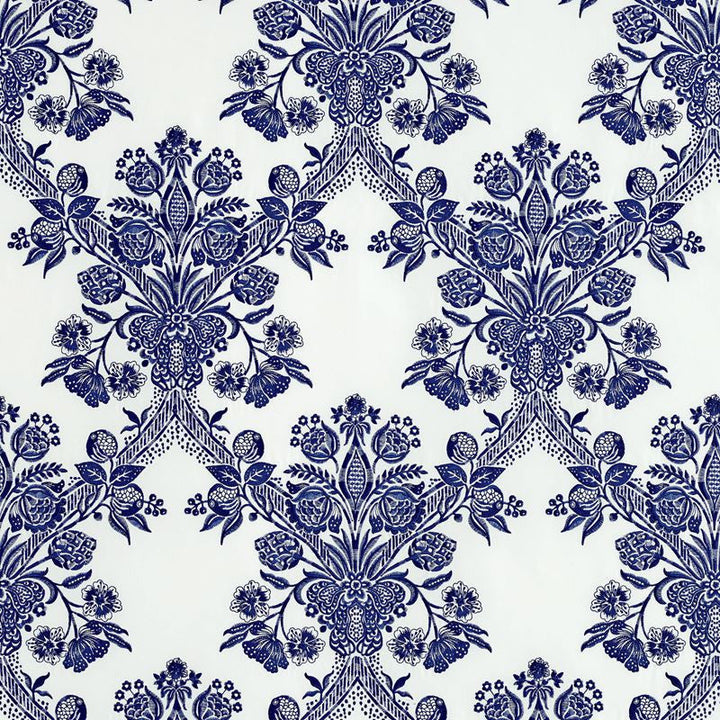 Carolina Ultramarine 69710 by Schumacher Designer Fabric Couture 100% Cotton - Horizontal: 8.5 and Vertical: 25 51 - Swanky Fabrics -