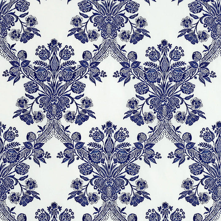 Carolina Ultramarine 69710 by Schumacher Designer Fabric COUTURE COLLECTION See Sample INDIA - </p><p>Repeat: Horizontal: 8 1/2" (22CM) and Vertical: 25" (64CM) 51" (130CM) - Swanky Fabrics -