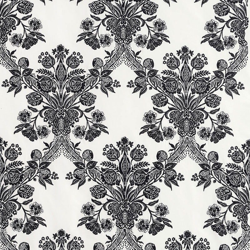 Carolina Ebony 69711 by Schumacher Fabric Schumacher Fabric Carolina Ebony 69711Fabric COTTON 100% INDIA </p><p>Repeat: H: HORZ. 8 1/2" (22CM) , V: VERT. 25" (64CM) 51 - Fabric Carolina -