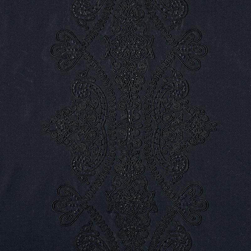 Castille Jet 69720 by Schumacher Designer Fabric COUTURE COLLECTION See Sample INDIA - </p><p>Repeat: Horizontal: 25 1/2" (65CM) and Vertical: 15" (38CM) 54" (137CM) - Swanky Fabrics -