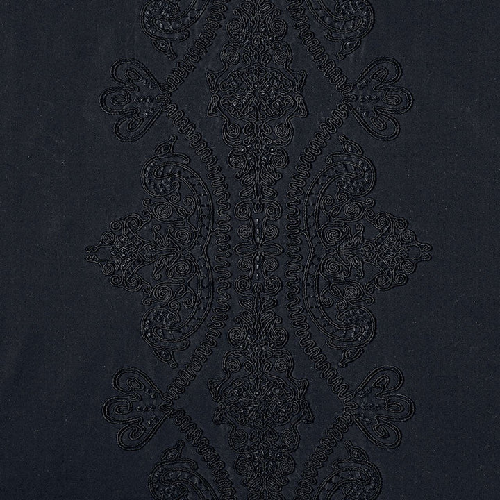 Castille Jet 69720 by Schumacher Designer Fabric COUTURE COLLECTION See Sample INDIA - </p><p>Repeat: Horizontal: 25 1/2" (65CM) and Vertical: 15" (38CM) 54" (137CM) - Swanky Fabrics -