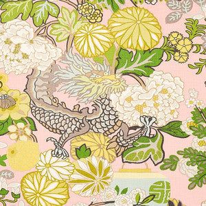 Schumacher Fabric Chiang Mai Dragon Blush 173280