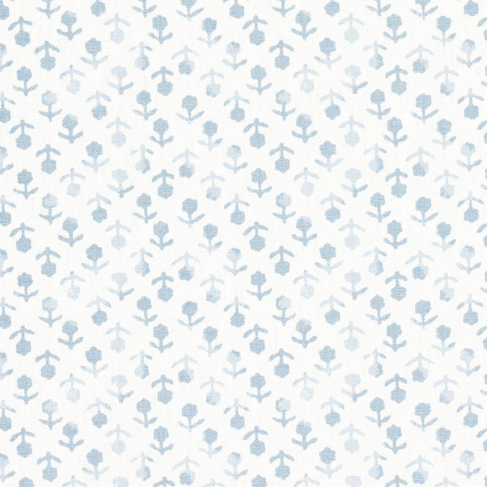 Beatriz Handprint Sky 179353 by Schumacher Designer Fabric Jacaranda 4.38" - Swanky Fabrics -
