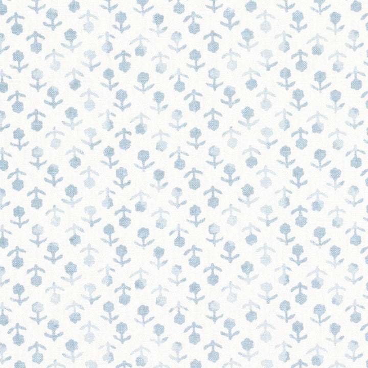Beatriz Handprint Sky 179353 by Schumacher Designer Fabric Jacaranda 4.38" - Swanky Fabrics -