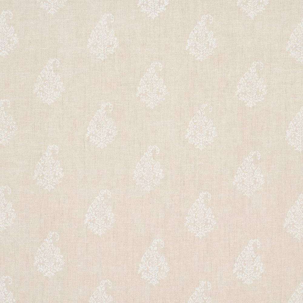 Kerala Paisley White On Neutral 181350 by Schumacher Designer Fabric Jacaranda 6.5" - Swanky Fabrics -
