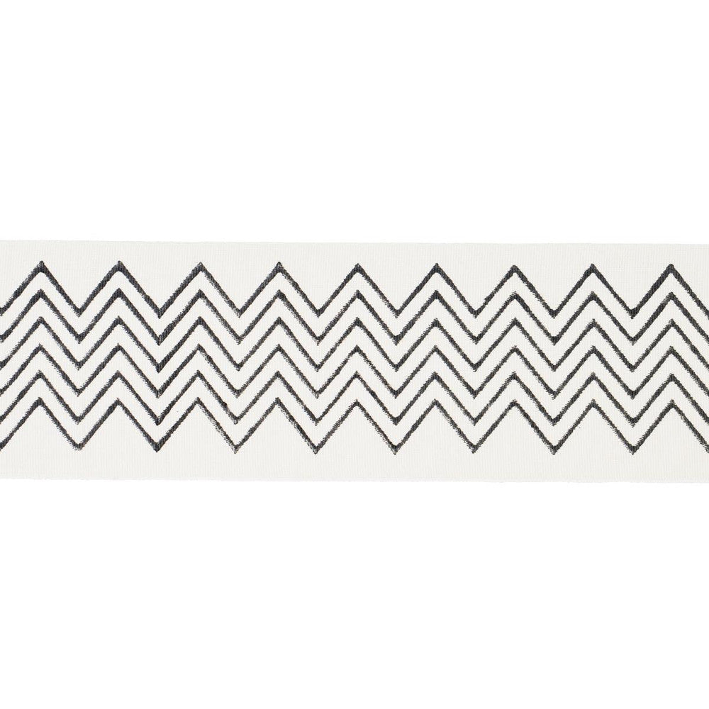 Leora Hand Blocked Tape Narrow Charcoal 181381 by Schumacher Designer Trim Jacaranda 2.75" - Swanky Fabrics -