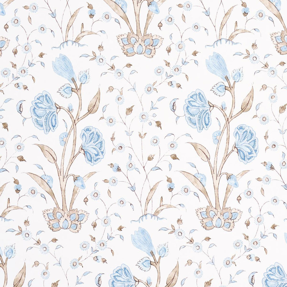 Khilana Floral Sky 5009956 by Schumacher Designer Wallpaper Jacaranda 13.5" - Swanky Fabrics -