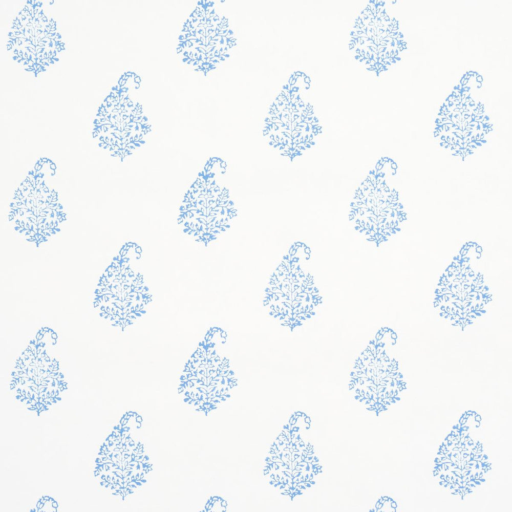Kerala Paisley Ii Blue 5015211 by Schumacher Designer Wallpaper Jacaranda 5.38" - Swanky Fabrics -