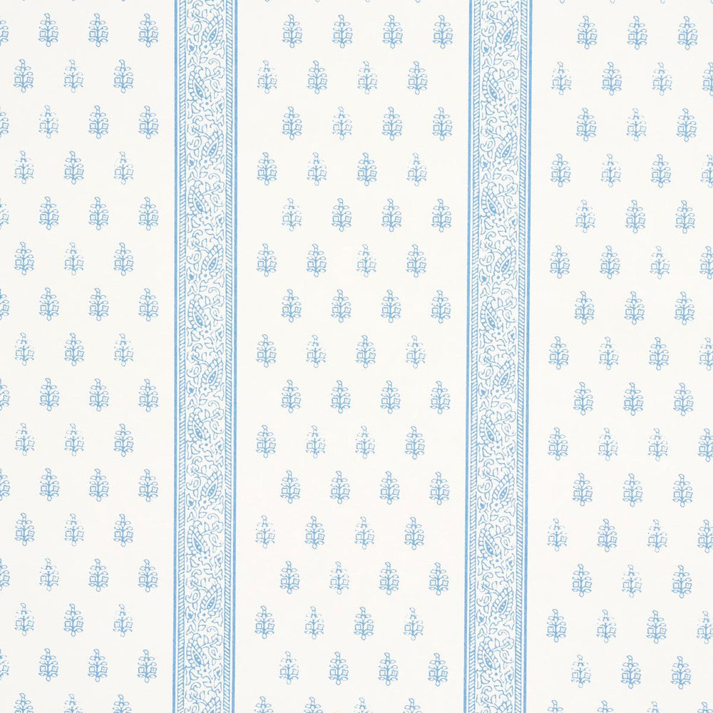 Katsura Stripe Ii Chambray 5015230 by Schumacher Designer Wallpaper Jacaranda 9.0" - Swanky Fabrics -