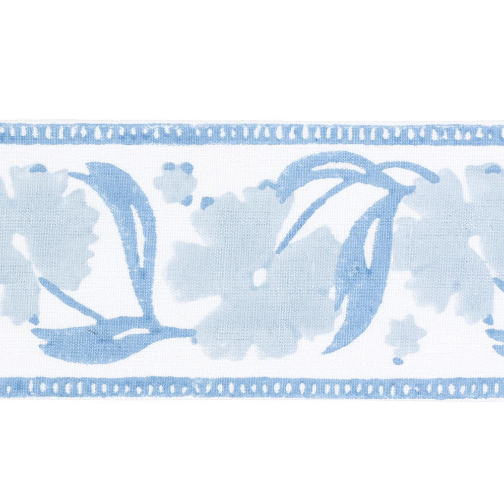 Adra Hand Blocked Tape Slate & Sky 74406 by Schumacher Designer Trim Jacaranda 3.38" - Swanky Fabrics -