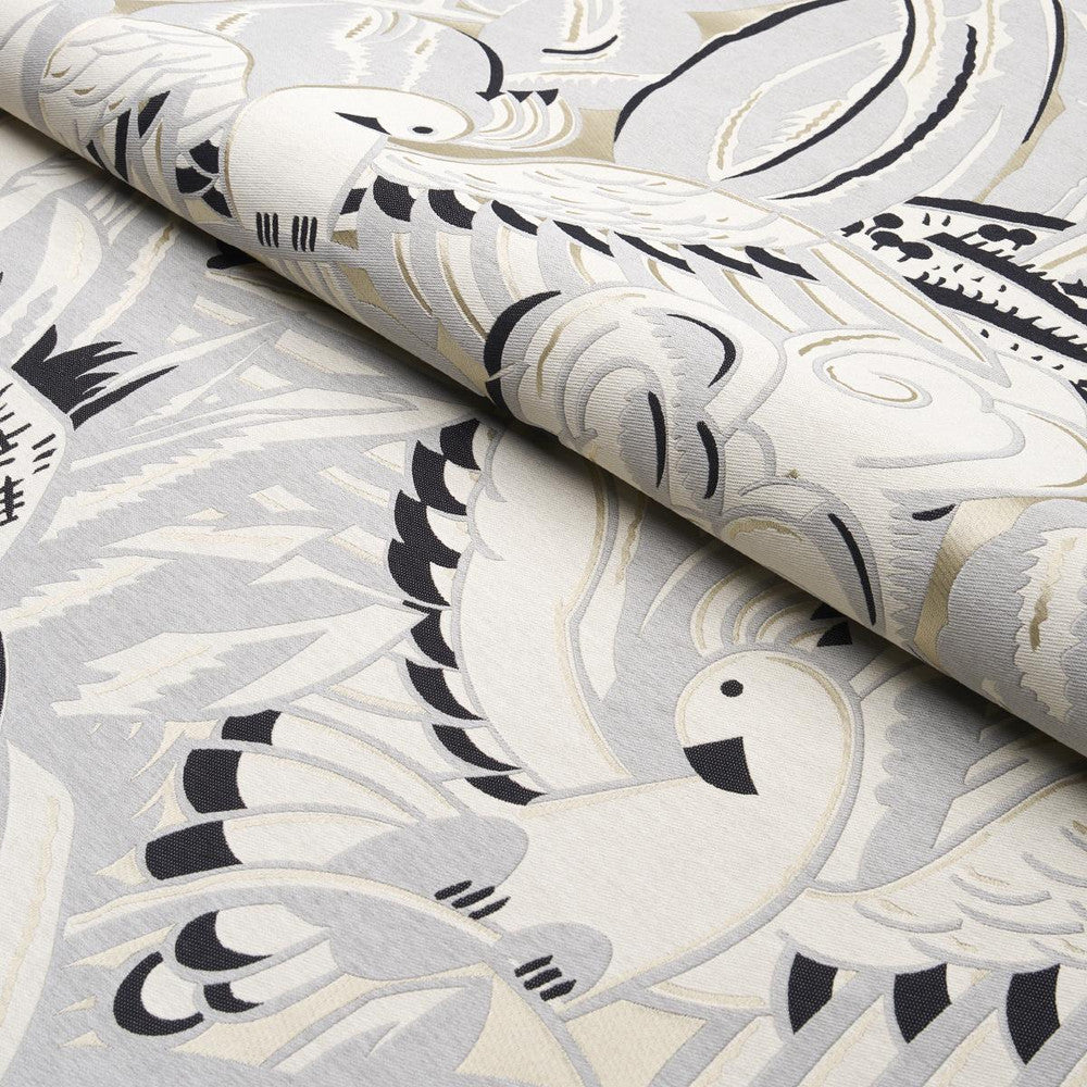 Parrots Moderne Dove 83181 by Schumacher Designer Fabric Schumacher Classics 27.5" - Swanky Fabrics -