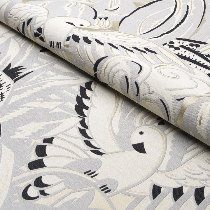 Parrots Moderne Dove 83181 by Schumacher Designer Fabric Schumacher Classics 27.5" - Swanky Fabrics -