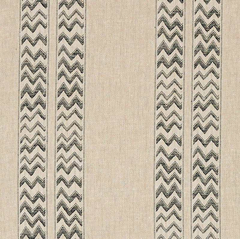 Kudu Stripe Black 69970 by Schumacher Designer Fabric Tribal-Chic 100% Linen Martindale 7,000 Horizontal: 28 and Vertical: 9.875 56 - Swanky Fabrics -