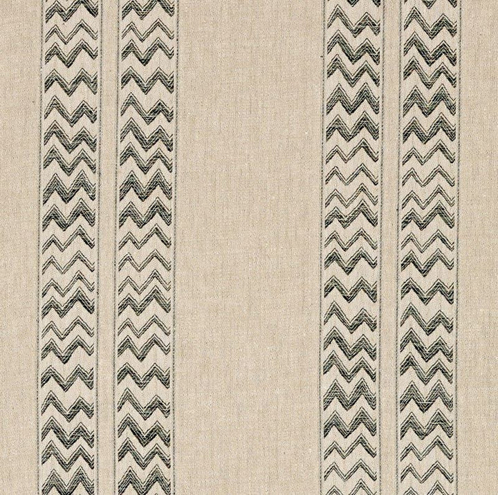 Kudu Stripe Black 69970 by Schumacher Designer Fabric Tribal-Chic 100% Linen Martindale 7,000 Horizontal: 28 and Vertical: 9.875 56 - Swanky Fabrics -