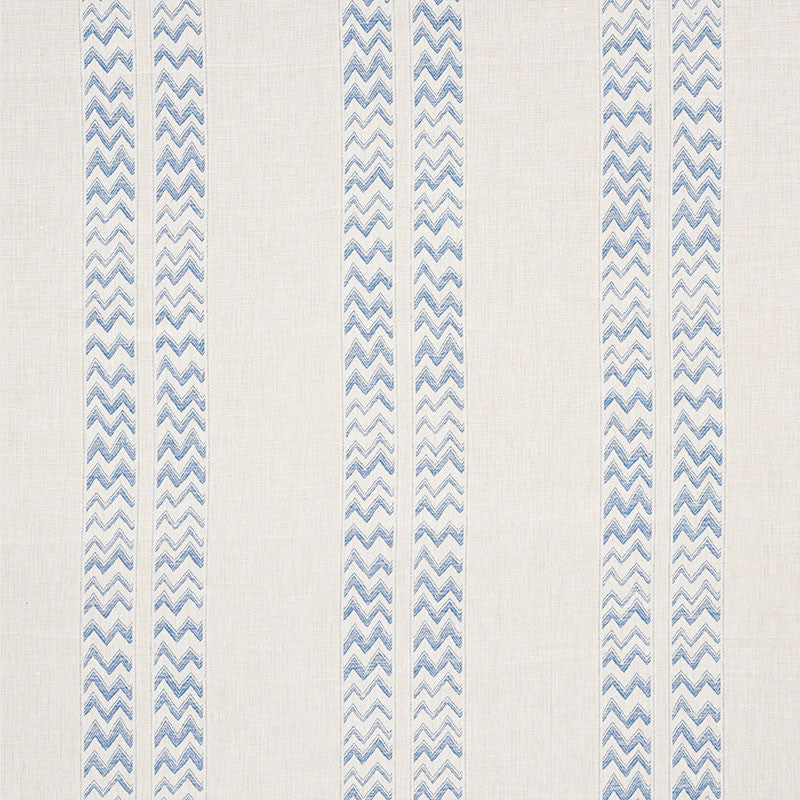 Kudu Stripe Blue 69971 by Schumacher Designer Fabric TRIBAL CHIC See Sample ITALY - </p><p>Repeat: Horizontal: 28" (71CM) and Vertical: 9 7/8" (25CM) 56" (142CM) - Swanky Fabrics -