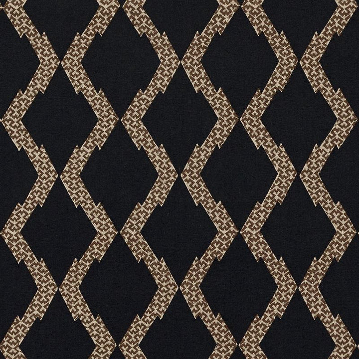 Topi Black 69992 by Schumacher Designer Fabric Tribal-Chic 40% Linen, 32% Cotton, 28% Polyester - Horizontal: 6.5 and Vertical: 6 52 - Swanky Fabrics -