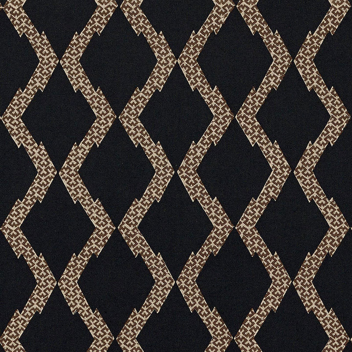 Topi Black 69992 by Schumacher Designer Fabric Tribal Chic LINEN 40% COTTON 32% INDIA </p><p>Repeat: Horizontal: 6 1/2" (17CM) and Vertical: 6" (15CM) 52 - Swanky Fabrics -