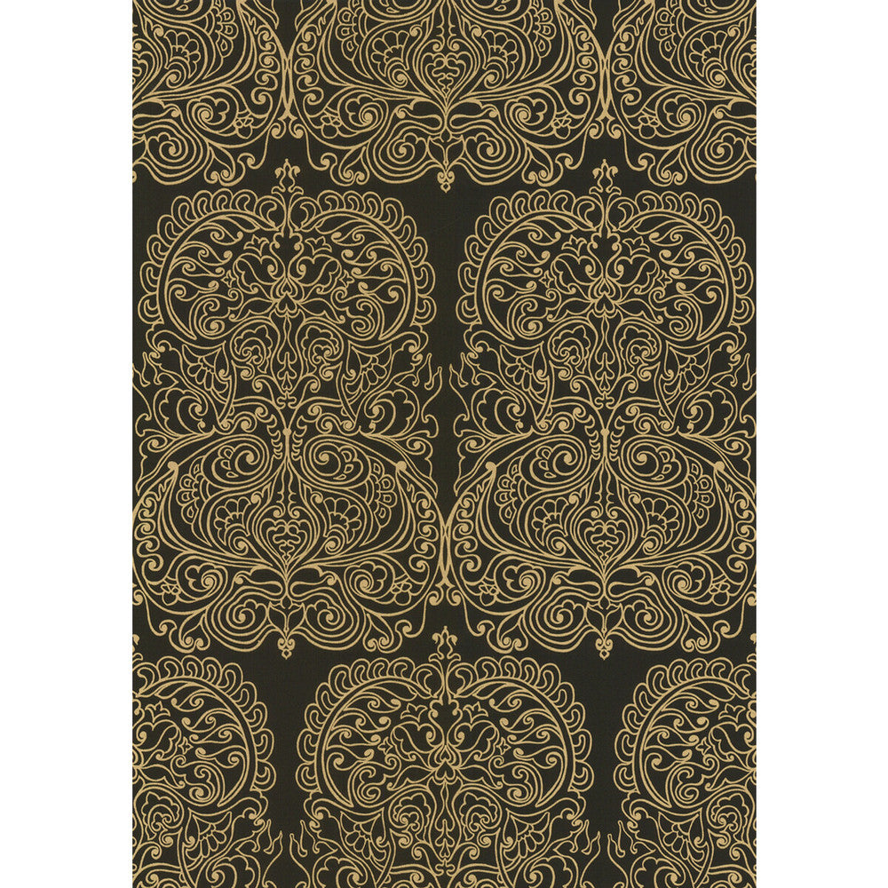 Alpana Gold/Onyx by Cole & Son Designer Wallcovering COLE & SON NEW CONTEMPORARY II PAPER - 100% United Kingdom Horizontal: 0 and Vertical: 30 20.5 - Swanky Fabrics -