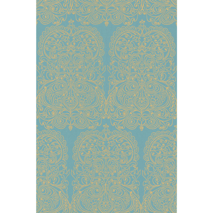Alpana Gold/Aqua by Cole & Son Designer Wallcovering COLE & SON NEW CONTEMPORARY II PAPER - 100% United Kingdom Horizontal: and Vertical: 30 20.5 - Swanky Fabrics -