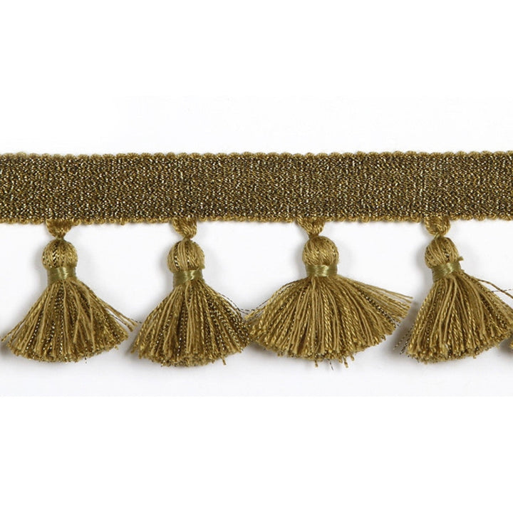 Hellenic Key Tassel Fringe Vintage Gold by Europatex Designer Fabric Hellenic 47% Fibranne, 44% Cotton, 9% Polyester 1.75 inches - Swanky Fabrics -