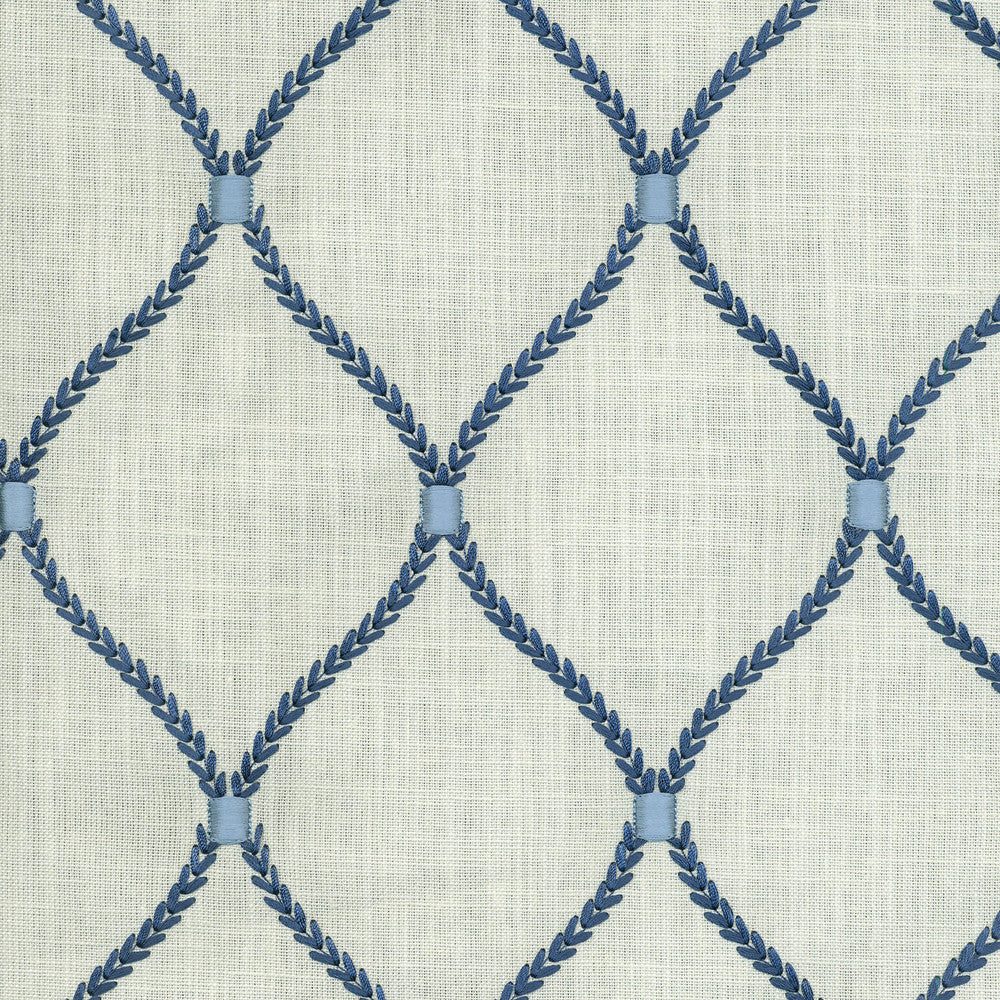 Deane Embroidery Porcelain 700091 by Williamsburg Designer Fabric - 70% Rayon 30% Linen Embroid:100% Rayon INDIA 39000 Horizontal: 4.25 and Vertical: 6.25 54 - Swanky Fabrics -