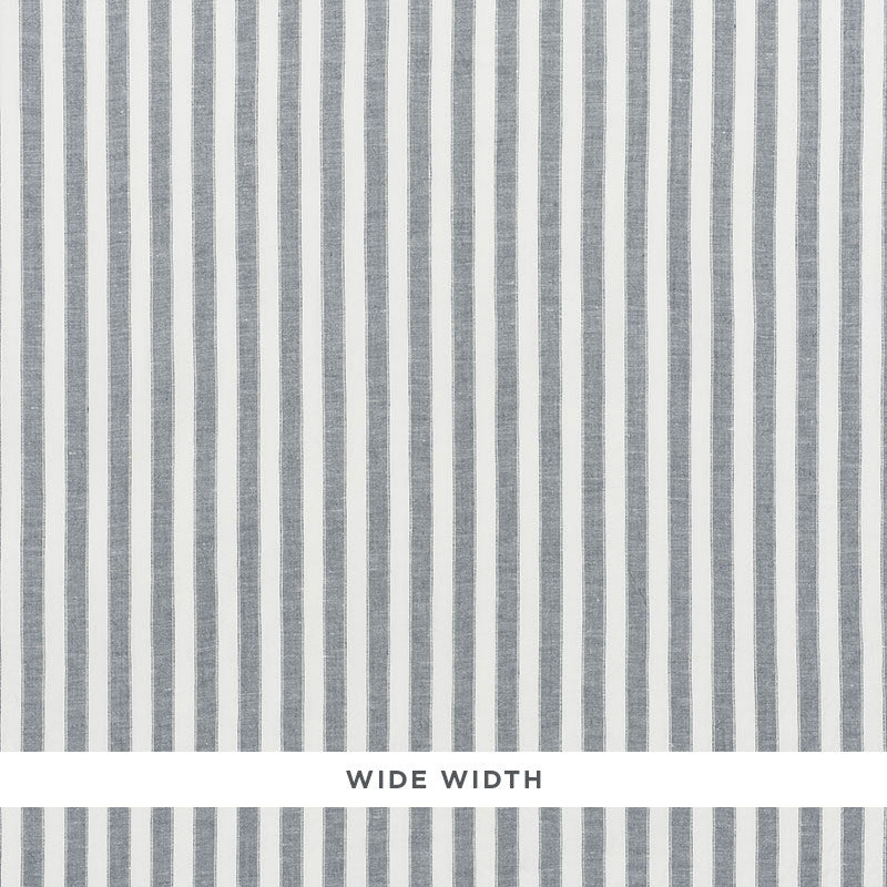 Regatta Linen Stripe Lagoon 70031 by Schumacher Designer Fabric ESSENTIALS: SHEERS & CASEMENTS I LINEN 100% ITALY MARTINDALE 3,000 </p><p>Repeat: Horizontal: and Vertical: 1" (3CM) 118 - Swanky Fabrics -