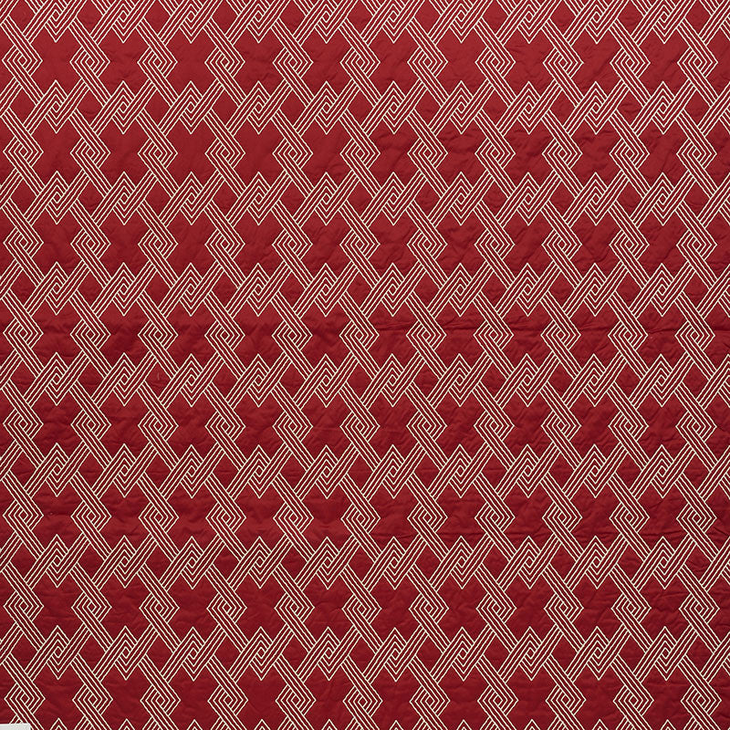 Hix Red 70141 by Schumacher Designer Fabric CLIQUE See Sample INDIA - </p><p>Repeat: Horizontal: 4 1/2" (11CM) and Vertical: 6 1/4" (16CM) 50 1/2" (128CM) - Swanky Fabrics -