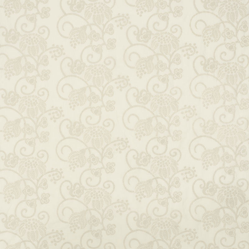 Calliope Embroidery Ivory 70180 by Schumacher Designer Fabric Contemporary-Embroideries 70% Cotton, 30% Linen - Horizontal: 27 and Vertical: 12.5 54.5 - Swanky Fabrics -