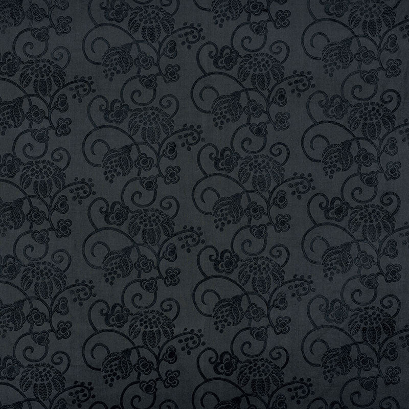 Calliope Embroidery Black 70181 by Schumacher Designer Fabric CONTEMPORARY EMBROIDERIES COTTON 70% LINEN 30% INDIA </p><p>Repeat: Horizontal: 27" (69CM) and Vertical: 12 1/2" (32CM) 54.5 - Swanky Fabrics -