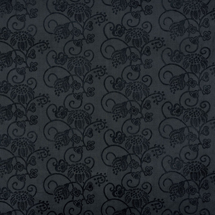 Calliope Embroidery Black 70181 by Schumacher Designer Fabric CONTEMPORARY EMBROIDERIES COTTON 70% LINEN 30% INDIA </p><p>Repeat: Horizontal: 27" (69CM) and Vertical: 12 1/2" (32CM) 54.5 - Swanky Fabrics -