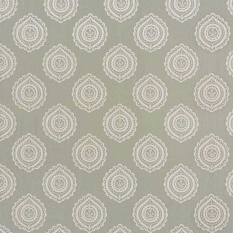 Olana Linen Embroidery Haze 70200 by Schumacher Designer Fabric Contemporary-Embroideries 60% Linen, 34% Viscose, 6% Spun - Horizontal: 12.625 and Vertical: 12.5 50.125 - Swanky Fabrics -