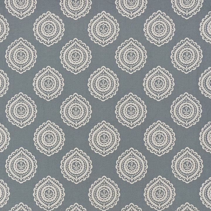Olana Linen Embroidery Slate 70201 by Schumacher Designer Fabric Contemporary-Embroideries 60% Linen, 34% Viscose, 6% Spun - Horizontal: 12.625 and Vertical: 12.5 50.125 - Swanky Fabrics -