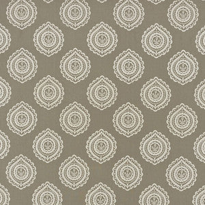 Schumacher Fabric Olana Linen Embroidery Stone 70202
