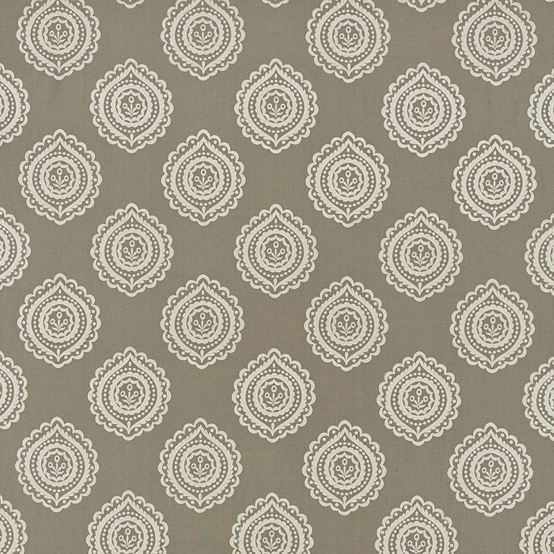 Olana Linen Embroidery Stone 70202 by Schumacher Fabric Schumacher Fabric Olana Linen Embroidery Stone 70202Fabric LINEN 60% INDIA </p><p>Repeat: H: HORZ. 12 5/8" (32CM) , V: VERT. 12 1/2" (32CM) 50.125 - Fabric Carolina -