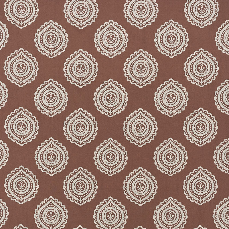 Olana Linen Embroidery Cafe Mocha 70203 by Schumacher Designer Fabric Contemporary-Embroideries 60% Linen, 34% Viscose, 6% Spun - Horizontal: 12.625 and Vertical: 12.5 50.125 - Swanky Fabrics -