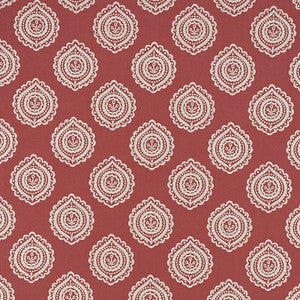 Schumacher Fabric Olana Linen Embroidery Tuscan Red 70204