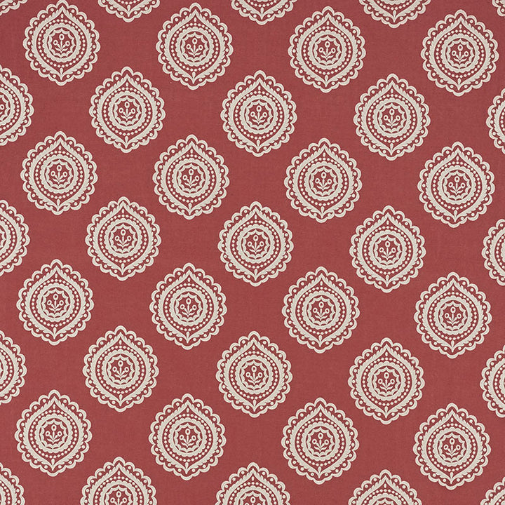 Olana Linen Embroidery Tuscan Red 70204 by Schumacher Fabric Schumacher Fabric Olana Linen Embroidery Tuscan Red 70204Fabric LINEN 60% INDIA </p><p>Repeat: H: HORZ. 12 5/8" (32CM) , V: VERT. 12 1/2" (32CM) 50.125 - Fabric Carolina -