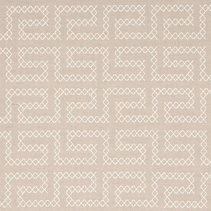 A Maze Embroidery Sand 70231 by Schumacher Fabric Schumacher Fabric A Maze Embroidery Sand 70231Fabric LINEN 36% INDIA </p><p>Repeat: H: HORZ. 4 1/4" (11CM) , V: VERT. 7 3/4" (20CM) 51 - Fabric Carolina -