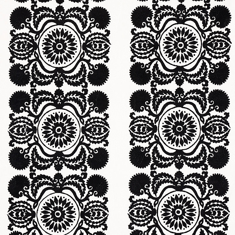 Castanet Embroidery Black 70263 by Schumacher Fabric Schumacher Fabric Castanet Embroidery Black 70263Fabric LINEN 80% INDIA </p><p>Repeat: H: VERT. 25 7/8" (66CM) , V: VERT. 15 5/8" (40CM) 52 - Fabric Carolina -