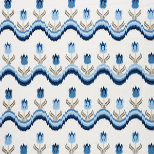Schumacher Fabric Tulip Flamestitch Embroidery Blue 70272