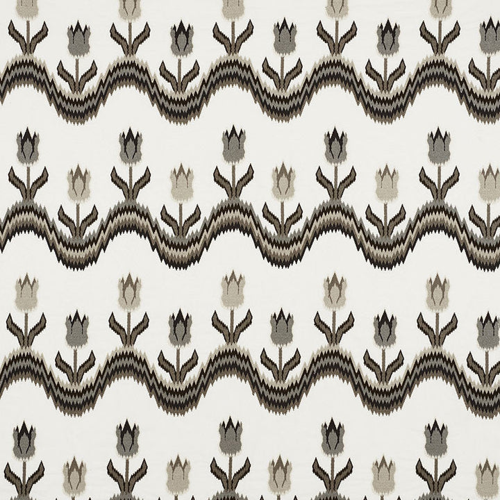 Tulip Flamestitch Embroidery Quarry 70273 by Schumacher Designer Fabric Contemporary-Embroideries 55% Polyester, 25% Linen, 20% Cotton - Horizontal: 51 and Vertical: 28.25 51 - Swanky Fabrics -