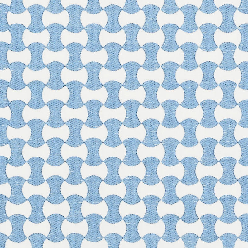 Nolita Embroidery Chambray 70374 by Schumacher Designer Fabric ESSENTIALS: SMALL-SCALE UPHOLSTERY I COTTON 63% SPUN VISCOSE 37% INDIA MARTINDALE 10,000 </p><p>Repeat: Horizontal: 3/4" (2CM) and Vertical: 1 1/2" (4CM) 50.625 - Swanky Fabrics -