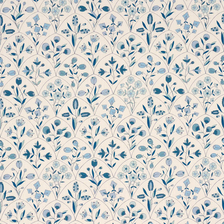 Frances Floral Indoor/Outdoor Blues 182160 by Schumacher Designer Fabric Craft Revival 27.0" - Swanky Fabrics -