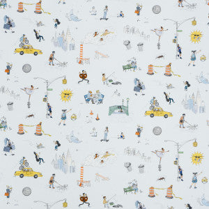 Schumacher Fabric Joana Avillez'S Street Scenes Multicolor On Sky Blue 182330