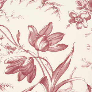 Schumacher Wallpaper Toile De Fleurs Rouge 5009122